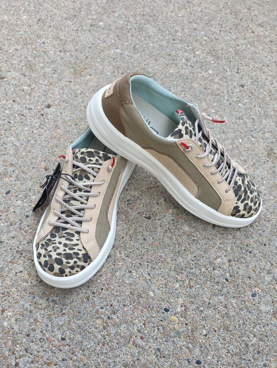 Hey Dude Shoes - Hey Dude Karina Beige Leopard Light Weight Platform Slip On Sneakers Size 10